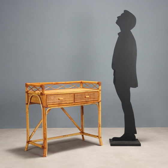 Image 1 of 1970s bamboo console table