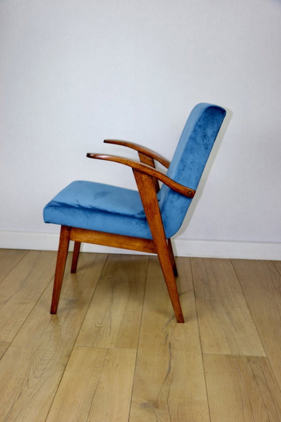 Image 1 of Vintage armchair 300-123, design by M. Puchała, blue sea - 2 pieces available