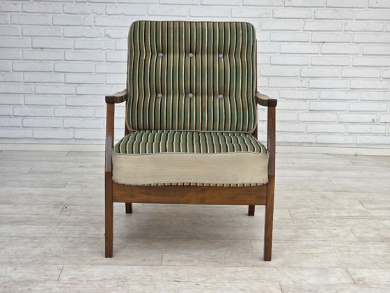Dänischer Sessel aus den 1960er Jahren, Möbelwolle, Buchenholz – Wood, Wool (photo 9 of 17)