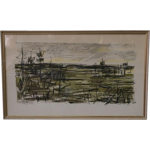 Alte Lithographie von Bengt Olson, Schweden 1960
