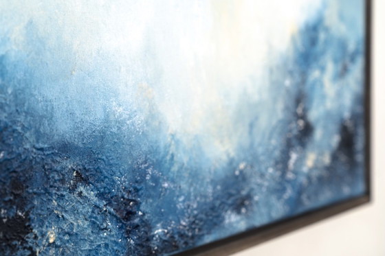 Original Framed Blue Abstract Landscape Painting, Acrylic on Canvas - I Was Looking for This (photo 8 of 19)