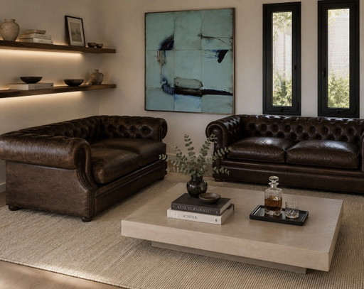 Sofá Chesterfield de cuero nuevo