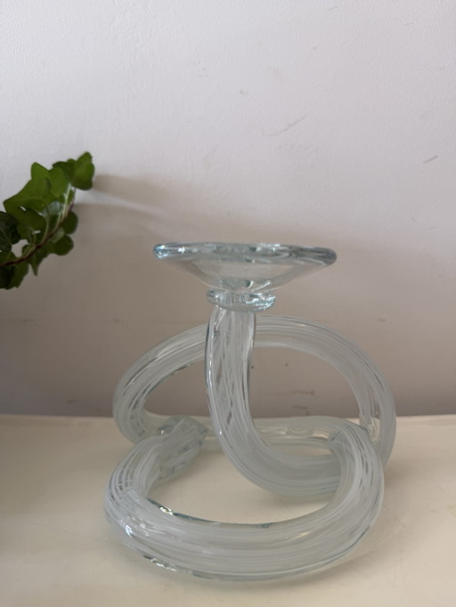Bougeoir en verre de Murano à motif nœud infini pour bougie chauffe-plat – decoratieve objecten, Murano Glass
