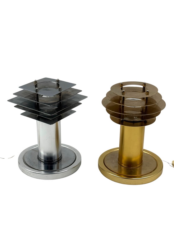 Image 1 of Ruimtetijdperk set van 2 tafellampen, Italië 1970
