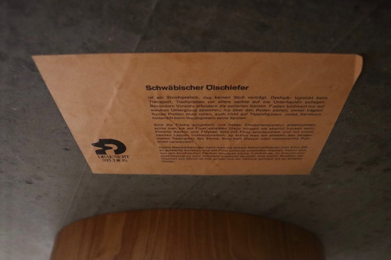 Image 1 of Tavolino da caffè di Peter Draenert Studios in pietra fossile e rovere, Germania, anni '70