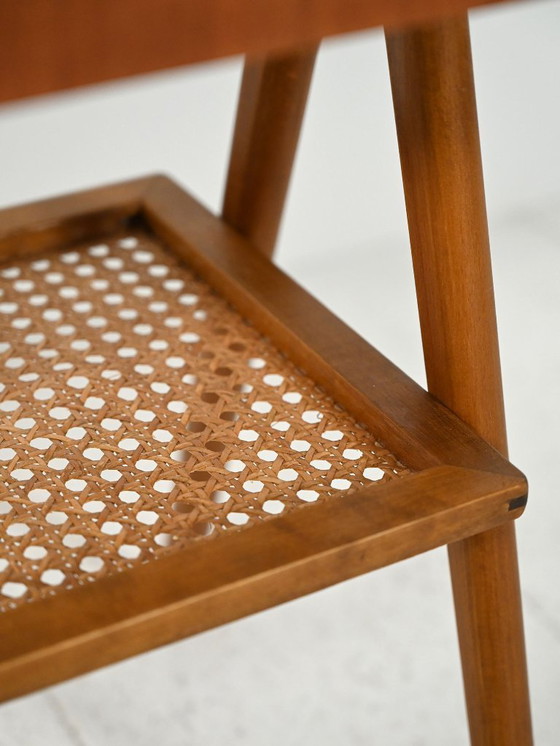 Image 1 of Comodino vintage scandinavo in teak con canna di Vienna