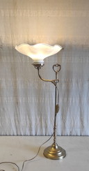 Articulated table lamp in brass and opaline glass - mid-20th century