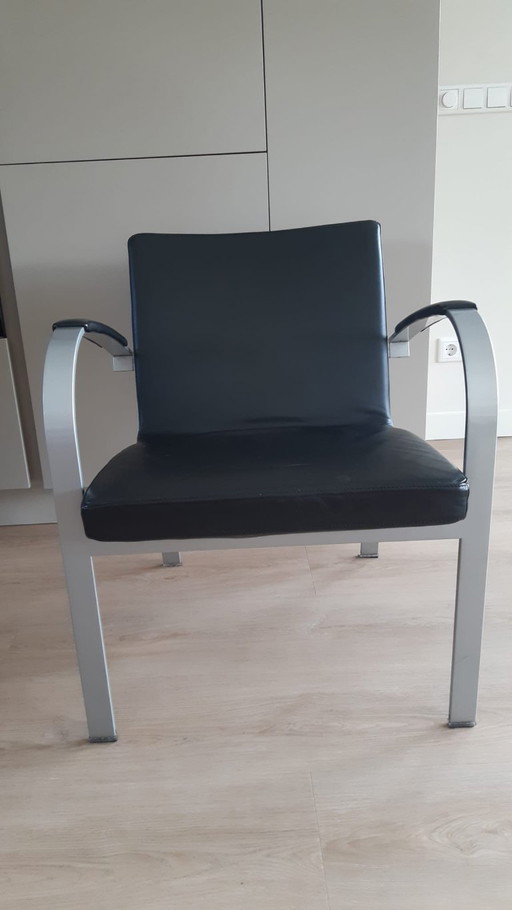 2x Leolux Sentia 987 Sessel, schwarzes Leder