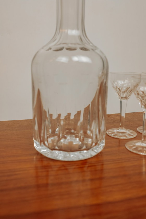 Image 1 of Carafe en cristal vintage avec verres à liqueur en cristal