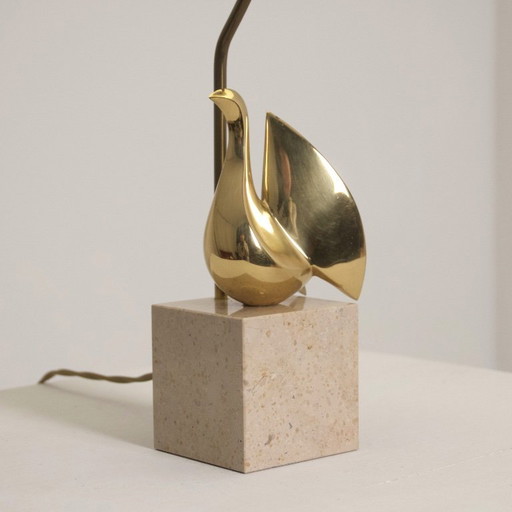 Lussuosa lampada da tavolo francese Philippe Jean: design scultoreo in ottone