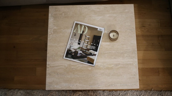 Image 1 of Couchtisch quadrata Travertin aus Naturstein und Massivholz Eiche