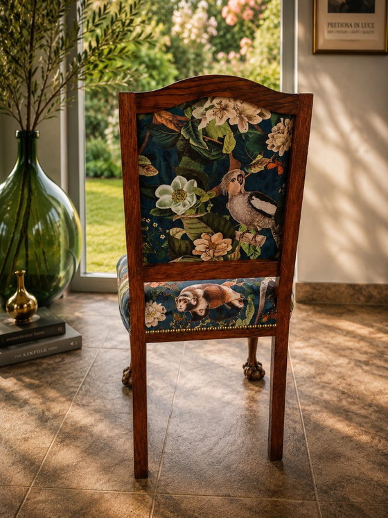 Fauteuils à griffes vintage - Tissu en velours exotique – Chaises & fauteuils, Velvet, Wood (photo 3 of 5)