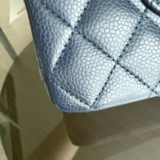 Image 1 of Chanel Classic Flap Medium - Caviar 25CM Quilted Dark Midnight Blue Silver Hardware Series 19