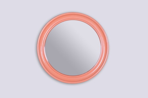 Miroir rose original de style Mid-Century, cadre en plastique, Italie, années 1960 – spiegels, Glass, Plastic