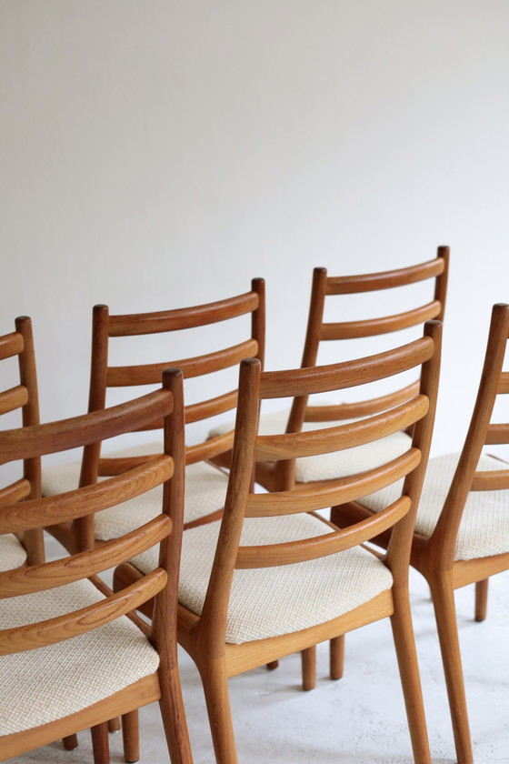 Set of 6 J.K. Møbler dining chairs – Wood, Textile (photo 5 of 6)