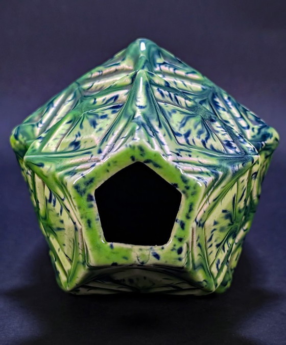 Vase ancien en majolique française, pagode et bambous, circa 1900. – Fives Lille/De Bruyne, Ceramic (photo 10 of 10)