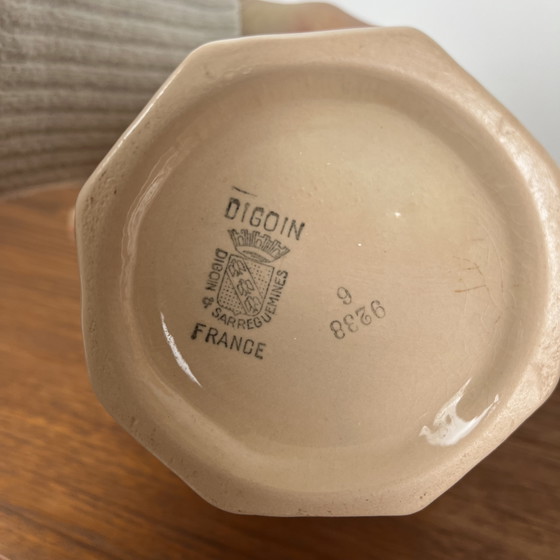 Image 1 of Digoin-Sarrguemines Art Deco Pink and Red Coffee/Tea Set