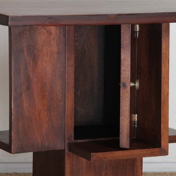 Image 1 of Geometric wooden side table dating from the 1940s