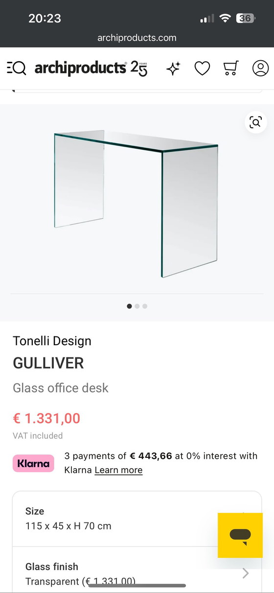 Image 1 of Scrivania in vetro Tonelli Design