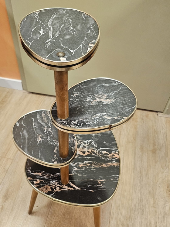 Vintage Plant Table Side Table Small Table Marble – Wood (photo 8 of 10)
