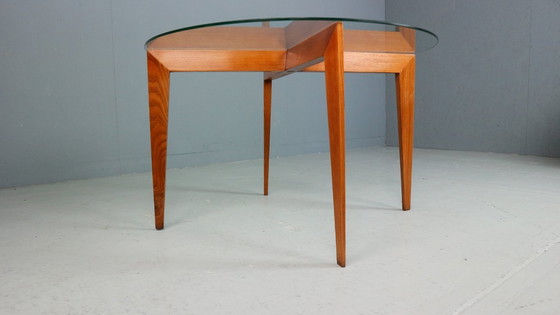 Image 1 of Table basse Gio Ponti pour Isa Bergamo en chêne avec plateau rond en cristal, 1957