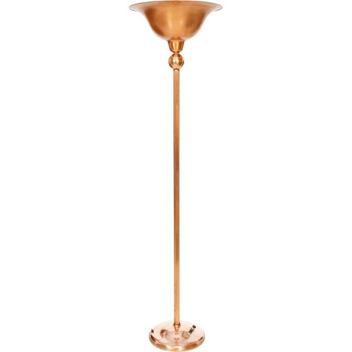 Lampadaire Vintage Art Deco en cuivre, France 1930