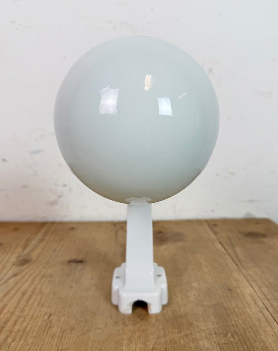 Image 1 of Vintage White Porcelain Wall Light with Milk Glass, 1950s