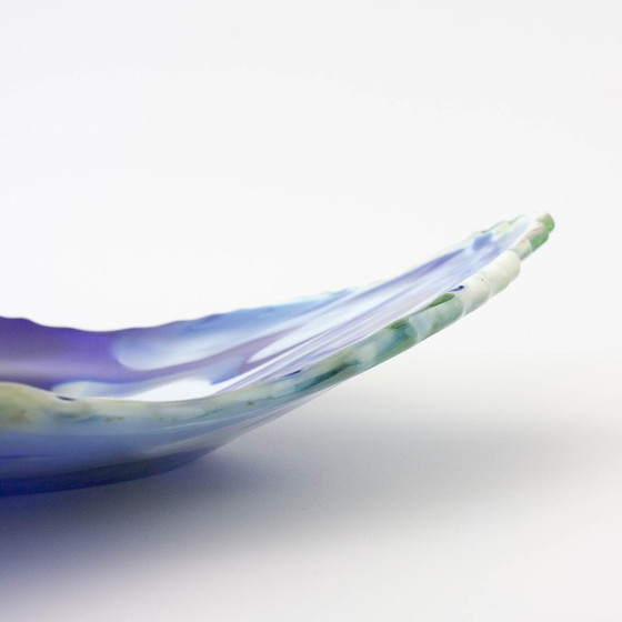 Vintage Leaf Design Glass Tray from Marinha Grande, 1960s, Bowls, Green (photo 9 of 12)