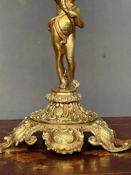 Lampada. Statuetta in bronzo e cristallo. Francia. XIX secolo. Altezza 45 cm. – Lampade da tavolo, Bronze (photo 6 of 7)