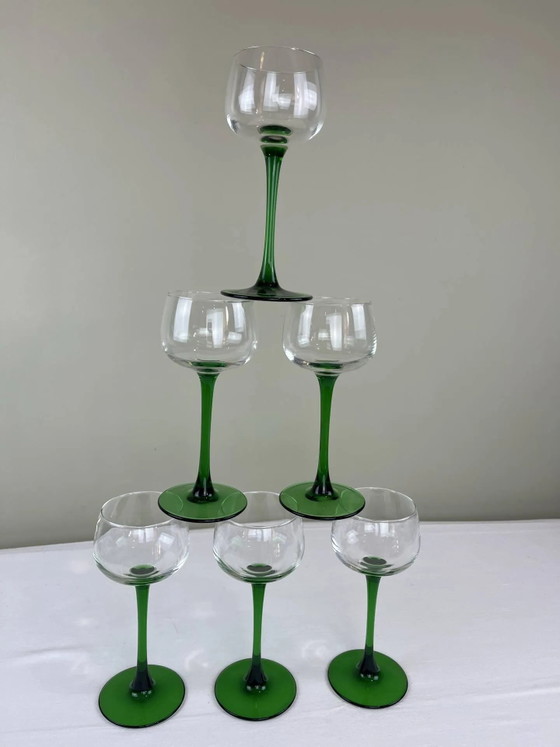 6 copas verdes Luminarc – Vasos y jarras, Crystal, Glass, Vintage (photo 3 of 8)