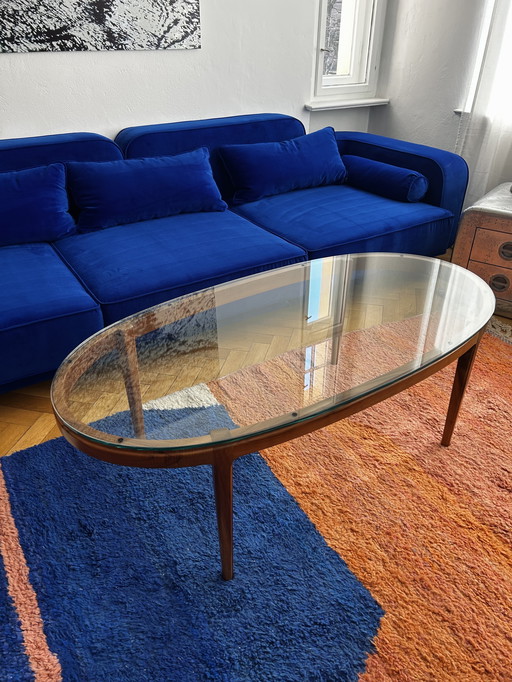 Table Coffee Table Rosewood Wood Glass Mid-Century Antique Vintage