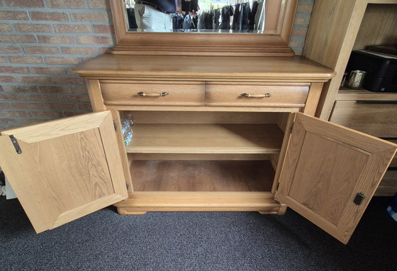 Image 1 of Pine sideboard with freestanding mirror with original hinges and locks