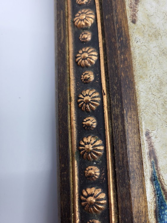 Image 1 of Musikalischer Untersetzer aus Keramik und Holz mit ziselierter Kupferverzierung