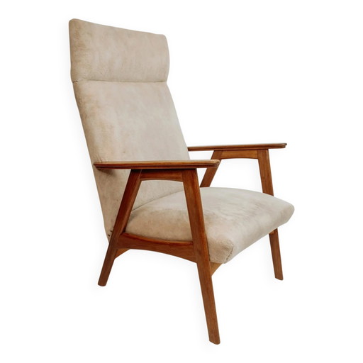 Vintage Teak Sessel, 1960er Jahre - Beige Polsterung