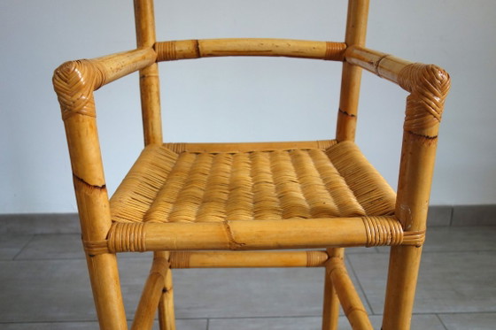 Vintage Rattan and Bamboo High Stool (photo 7 of 10)