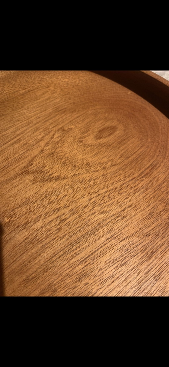 Image 1 of Grote Vintage Mahoniehouten Schaal – Ø 46 cm – Mid-Century Design