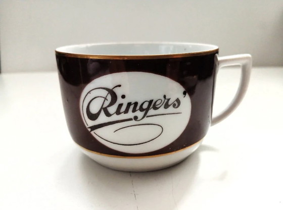 Ringers' Coffee/Cocoa Cup and Saucer - Bavaria Crockery 1950-1970, Gold, Porcelain, Brown (photo 6 of 7)