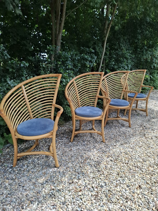 Vintage design chairs Flechtatelier Schütz midcentury rattan bamboo