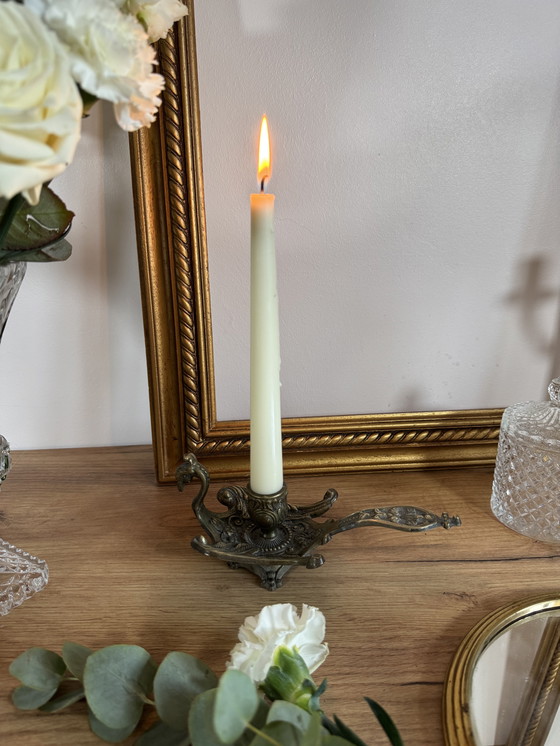 Image 1 of Phonix bronzen handkandelaar