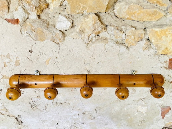 Image 1 of Mid-Century Faux Bambus Wandhalterung Garderobe