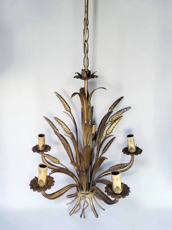 Lampadario in metallo dorato Hollywood Regency, Hans Kögl anni '70 (photo 7 of 14)