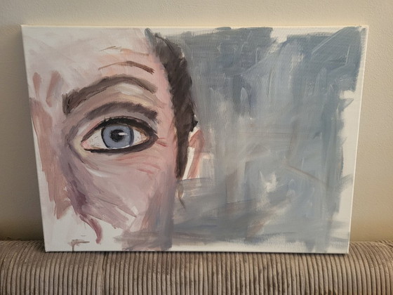 Ans Markus Self-Portrait With Photo – Paintings & Drawings, Other, Canvas (photo 5 of 5)