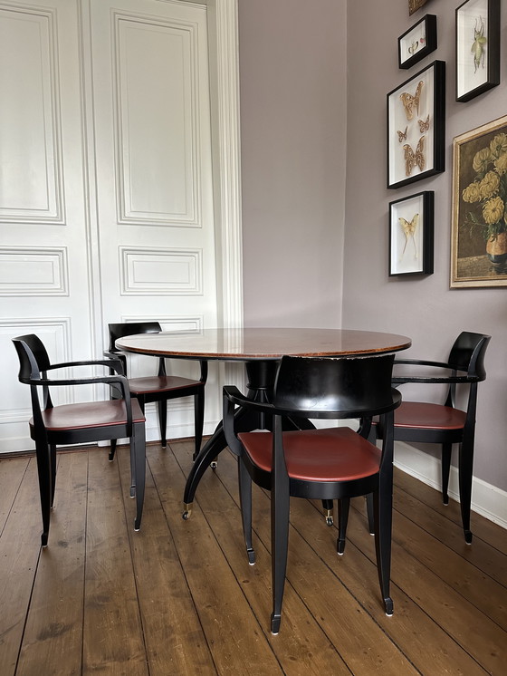 Image 1 of Giorgetti eetkamerset Tafel 50732 radica & Stoelen Ballerina Rosso Bulgare