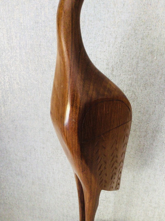 Image 1 of Pájaro de teca de mediados de siglo, altura 70 cm