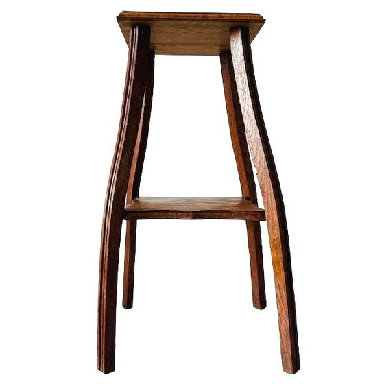 Image 1 of Antique Art Nouveau medium-height vintage plant table solid oak 1920s