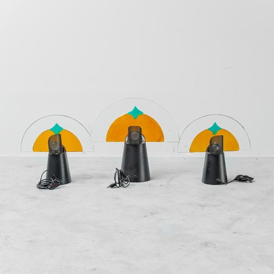 Image 1 of SET DI 3 LAMPADE VINTAGE IN VETRO DI MURANO DI GAMBARRO & POGGI, DESIGN ANNI '80