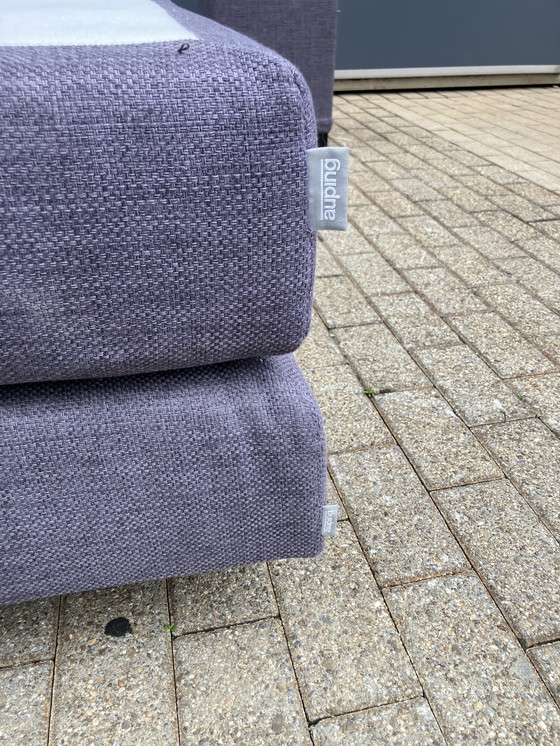 Image 1 of Auping Boxspring 180 x 200 in Topstaat! Incl Auping matras en Emma topper, alles zeer netjes. Incl 2 hockers (nachtkastjes)