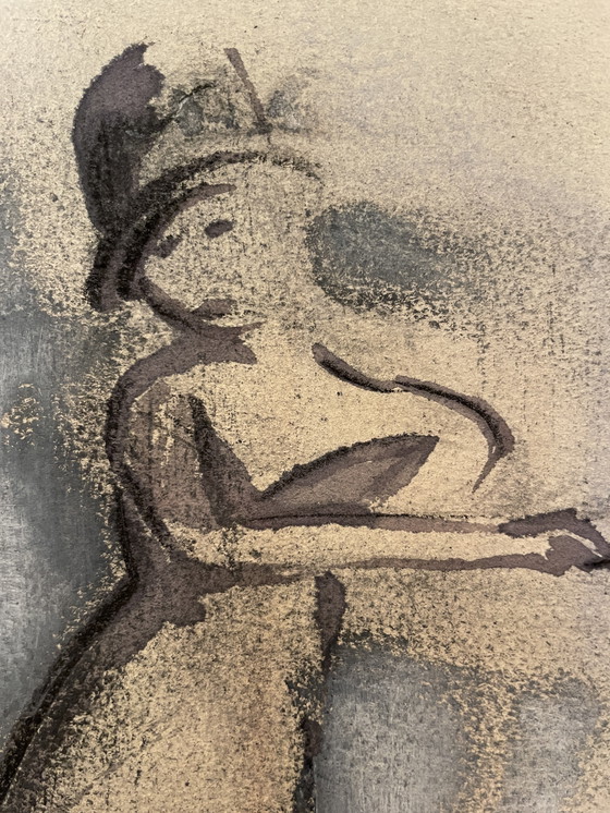 Image 1 of Fashion Sketch Female Portrait "Hat