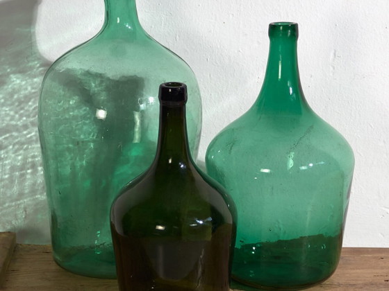 Ensemble de dames-jeannes antiques (c.1920). Set de 3 pièces #26 – Verres et carafes, Glass (photo 2 of 10)