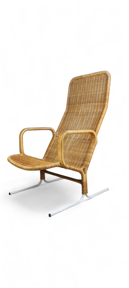 Fauteuil de salon en rotin Rohé Noordwolde 1960s